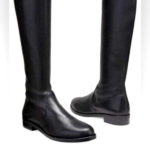 Stuart Weitzmen Black Leather Knee-High Boots size 9 M - Picture 1 of 15